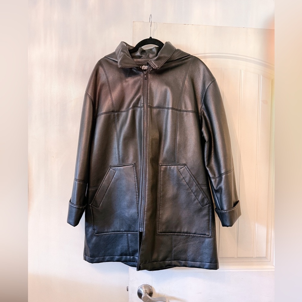 Utex Black faux Leather Jacket